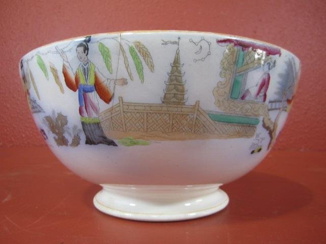 G64-10 "P REGOUT MAASTRICHT" ORIENTALIST BOWL: 19th century. Marked "Timor A 1836" on bottom. Measures 9 3/4" diameter. Estimate $100 - $200