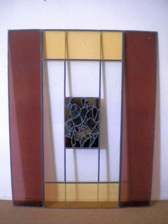 A5-2 SUSAN HERTEL STAINED GLASS WINDOW: Commissioned by Millard Sheets and designed by well listed artist Susan Hertel for the Scottish Rite Museum on Wilshire Blvd. in Los Angeles, California. Measures 67" x 54". Estimate $400 - $900 Start