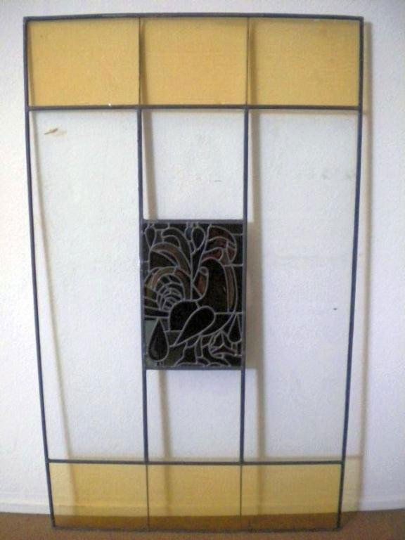 A5-3 SUSAN HERTEL STAINED GLASS WINDOW: Commissioned by Millard Sheets and designed by well listed artist Susan Hertel for the Scottish Rite Museum on Wilshire Blvd. in Los Angeles, California. Measures 67" x 40". Estimate $400 - $900 Start