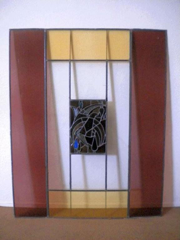 A5-4 SUSAN HERTEL STAINED GLASS WINDOW: Commissioned by Millard Sheets and designed by well listed artist Susan Hertel for the Scottish Rite Museum on Wilshire Blvd. in Los Angeles, California. Measures 67" x 54". Estimate $400 - $900 Start