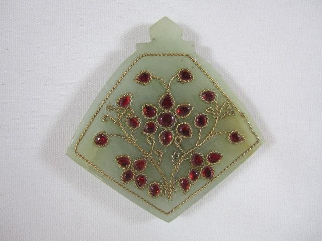F6-4 MUGHAL CHINESE JADE PENDANT: Measures 2 1/2" x 2 1/2". Estimate $200 - $400 Starting Bid $100