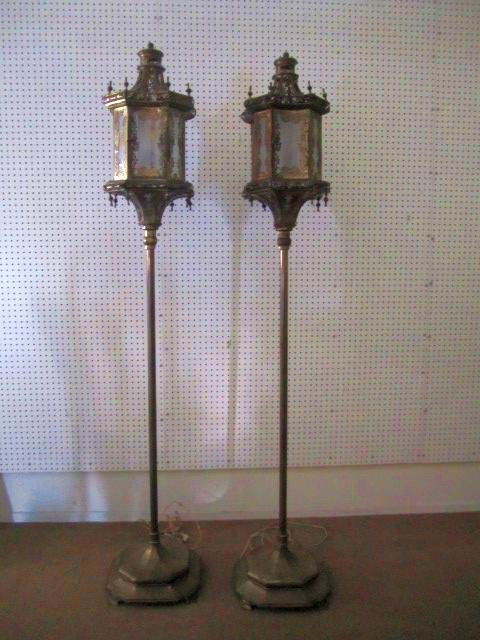 A44-12 PAIR OF ITALIAN ANTIQUE FLOOR LAMPS: Measures 79" tall. Estimate $2,400 - $3,000 Starting Bid $1,200