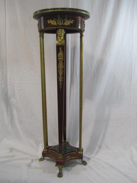 G17-4 EMPIRE PEDESTAL: With bronze ormolu and marble top and base. Measures 47" tall. Estimate $2,500 - $3,500 Starting Bid $1,200
