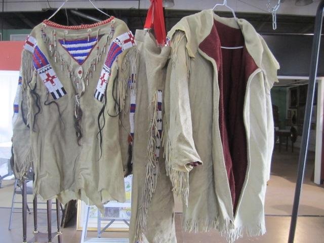 E95-2 BUCKSKIN "BLACKFEET" INDIAN MADE OUTFIT: With heavy bead work. Includes jacket, shirt and pants. Estimate $400 - $600 Starting Bid $100