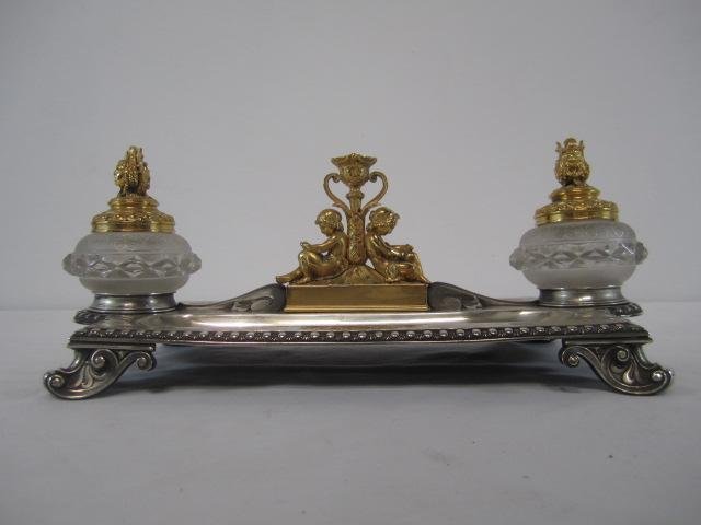 A19-36 ANTIQUE DESK SET: Stamped "Ekington". Early 20th century. Estimate $400 - $600 Starting Bid $200