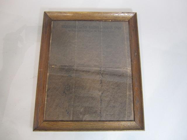 F44-7 EARLY COPY OF LAND PURCHASE TREATY: From seven tribes. Hand made ink. We know it is at least 80 years old. Measures 17" x 14" with frame. Estimate $300. - $500. Starting Bid $50.