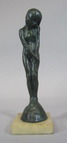 A44-58 BRONZE SCULPTURE OF A NUDE: Signed Malvina Hoffman. Measures 10" tall. Estimate $3,000 - $5,000 Starting Bid $1,000