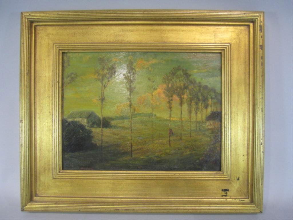 C15-1 PAUL DOUGHERTY OIL PAINTING ON BOARD: Signed by well listed California artist Paul Dougherty (1877-1947). Comes from a private collection. Measures 12" x 15 3/4" without frame. Estimate $1,500 - $2,500 Starting Bid $600