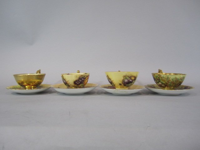 H80-305 SET OF 4 ANSLEY CUPS & SAUCERS: Fruit pattern. Estimate $150 - $250 Starting Bid $50