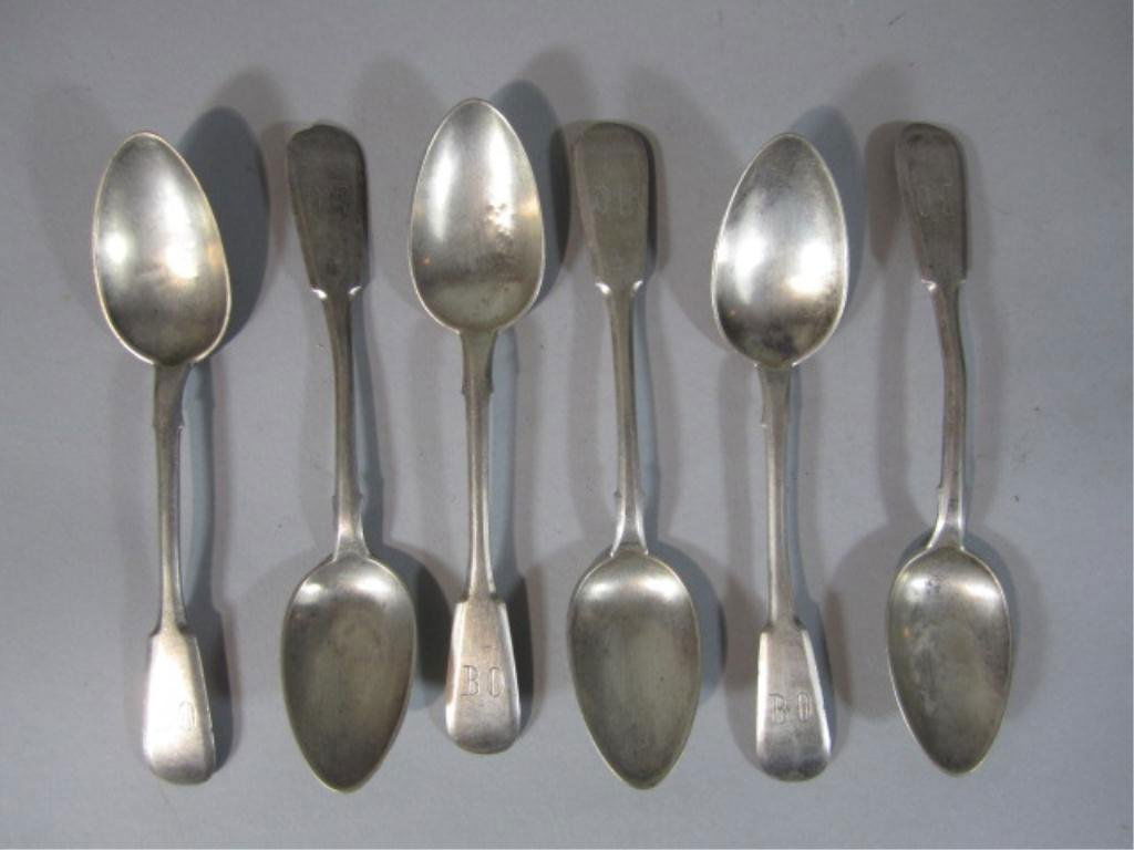 H80-148 RUSSIAN ANTIQUE SILVER SPOONS 220 GRAMS: Measures 6 1/2" long. Estimate $200 - $400 Starting Bid $100