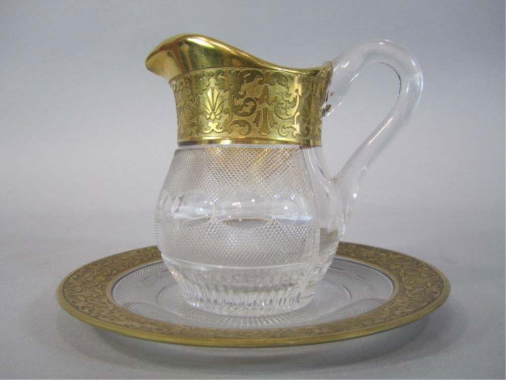 H80-203 MOSER SPLENDID GOLD PITCHER & PLATE: Measures 4 1/2" tall. Estimate $100 - $150 Starting Bid $50