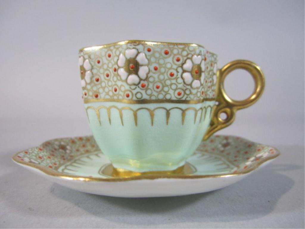 H80-181 JEWELED COAL PORT CUP & SAUCER: Cup measures 1 5/8" tall. Estimate $150 - $200 Starting Bid $75