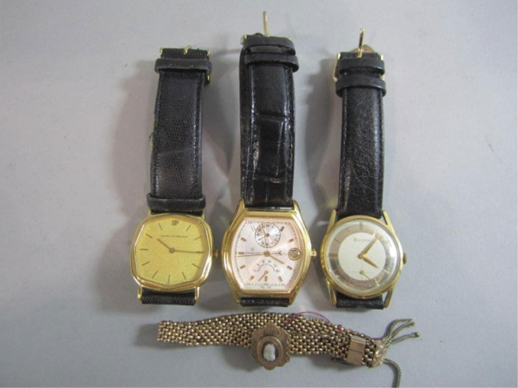 C85-10 THREE WATCHES & ONE BRACELET: Including Grand Perizegaux watch, Candino watch, Bulova watch and art deco bracelet. Estimate $200 - $400 Starting Bid $50