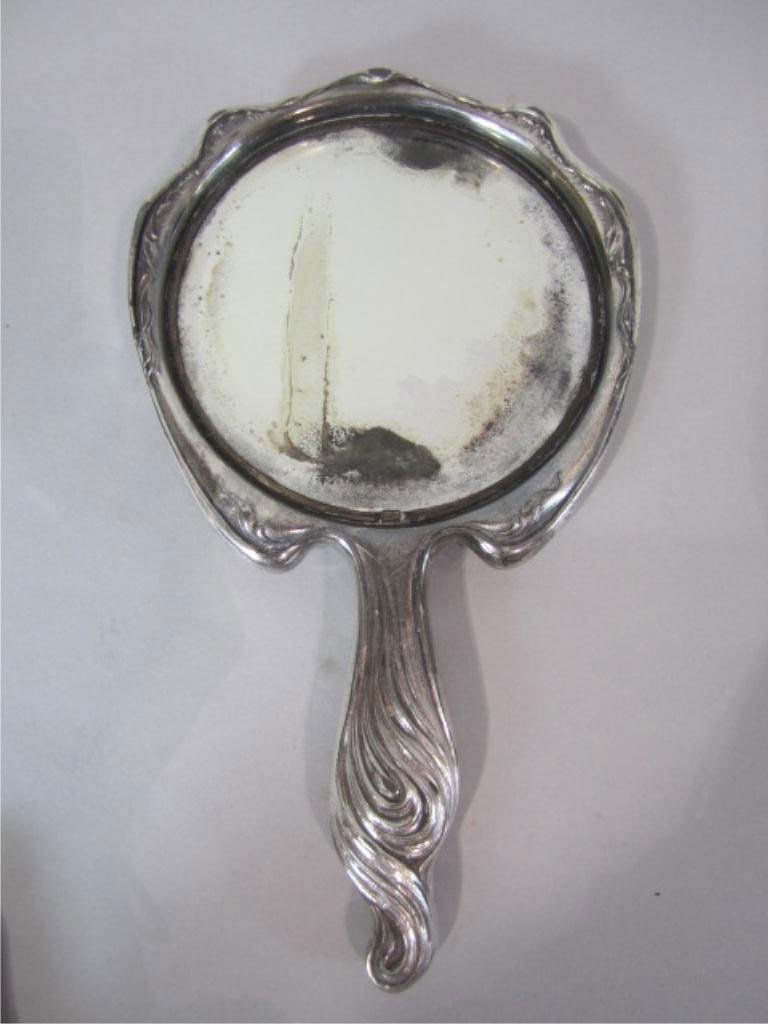 A4-11 ART NOUVEAU HAND MIRROR: Measures 10" long. Estimate $100 - $200 Starting Bid $40