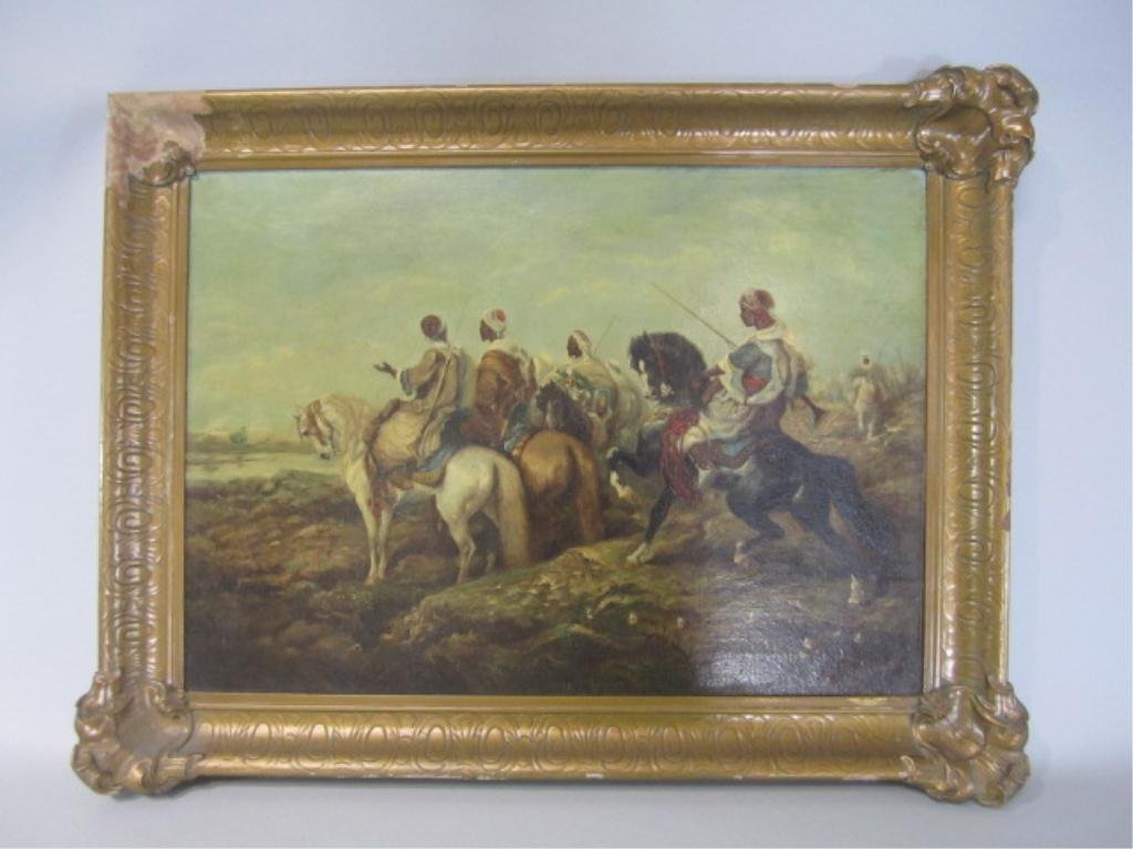 H80-15 OIL ON CANVAS SIGNED AD SCHREYER: 19th century. Middle eastern. Measures 20" tall x 28" wide. Estimate $5,000 - $7,000 Starting Bid $2,500