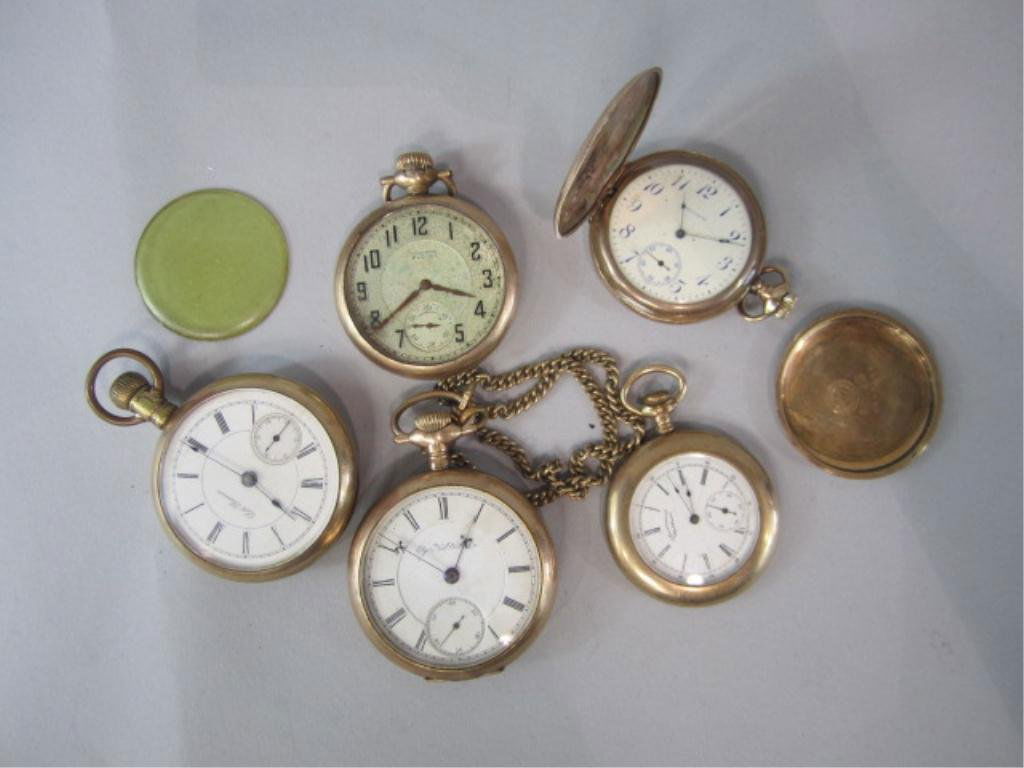 E33-5 GROUP OF 5 POCKET WATCHES: Including 2 Walthams, 2 Elgins, and 1 Seth Thomas. All Sold AS IS. Estimate $100 - $200 Starting Bid $50