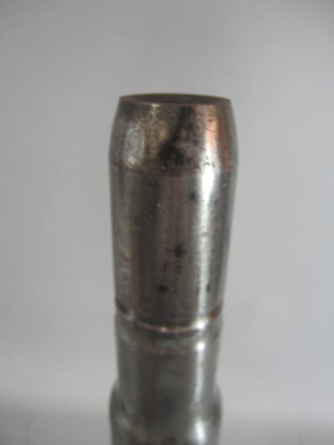 J5-29 LARGE TRENCH ART SHELL: With 3" dummy cartridge MK center part replaced with nice oak piece. Original condition. Estimate $50 - $100 Starting Bid $20