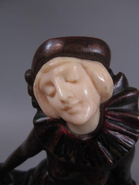 C45-24 PAIR OF BRONZE & IVORY JESTERS "CLOWNS" - 4
