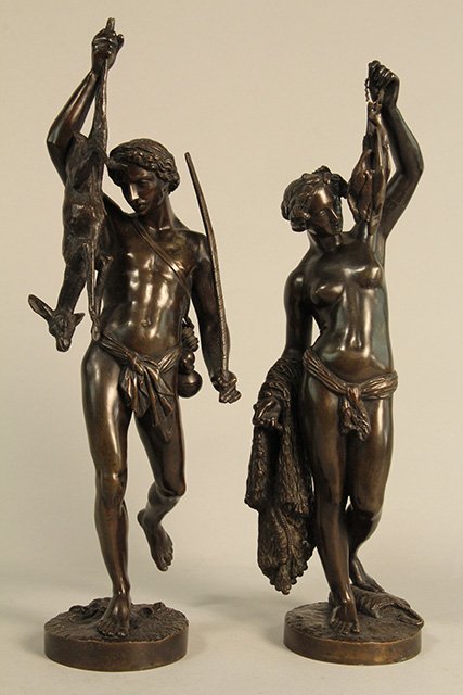 C45-56 PAIR OF BRONZE ALEGORICAL FIGURES
