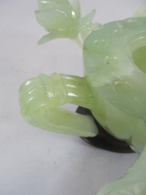 C45-39 CHINESE CARVED HARD STONE TEAPOT - 2