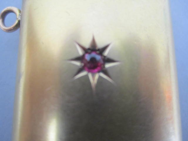 A45-28 14K GOLD MATCH SAFE WITH INSET RUBY - 2