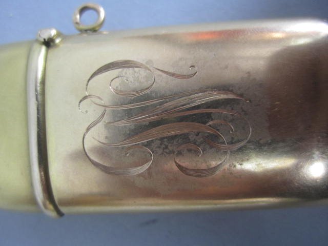 A45-28 14K GOLD MATCH SAFE WITH INSET RUBY - 3