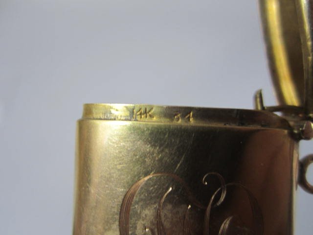 A45-28 14K GOLD MATCH SAFE WITH INSET RUBY - 4