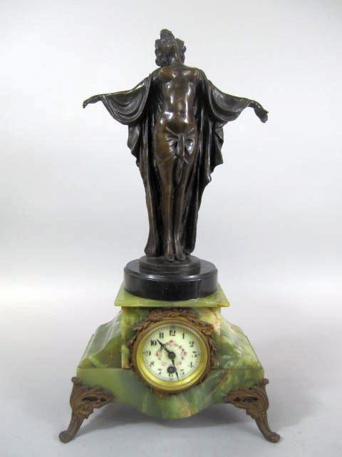 A45-4 FRENCH ONYX & BRONZE FIGURAL CLOCK