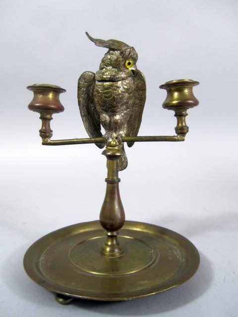 A45-9 VIENNA BRONZE COCKATOO CANDLE HOLDER