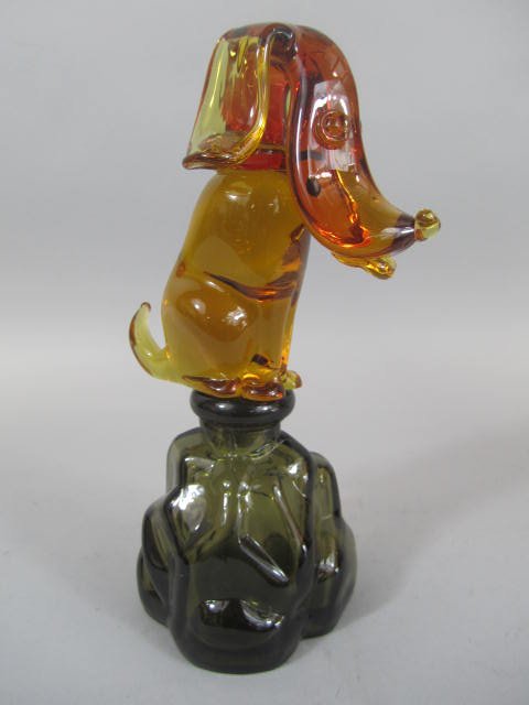 A45-12 UNUSUAL MURANO ART GLASS DOG DECANTER