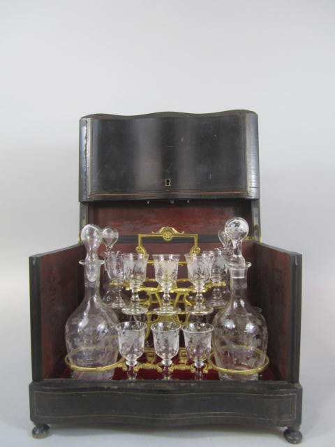 A45-6 FRENCH EBONY & CRYSTAL TANTALUS