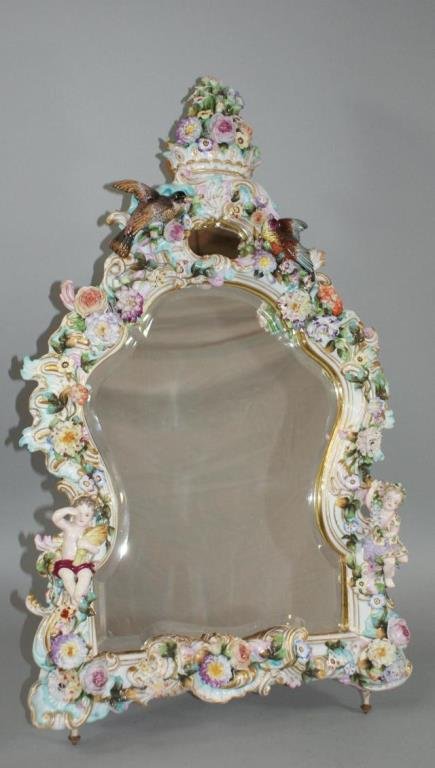 A45-1 GERMAN PORCELAIN TABLE MIRROR