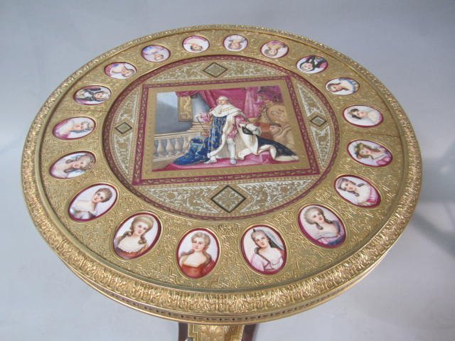 A11-1 GUILT BRONZE TABLE WITH PORCELAIN PLAQUES - 2