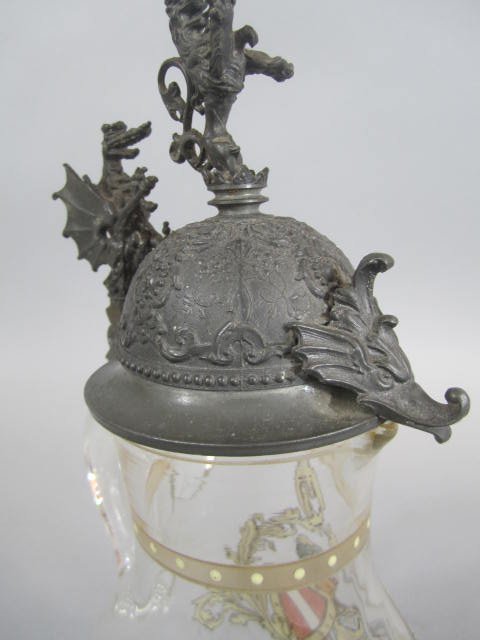 A45-17 MOSER ENAMEL, CRYSTAL & PEWTER STEIN - 5