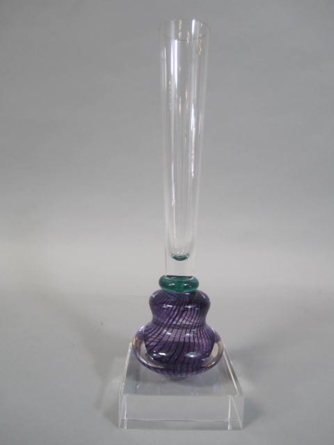 J3-8 ARTIST SIGNED KOSTA BODA VASE: Signed "Kjell Engman". Measures 14" tall. Good condition. Estimate $50 - $150 Starting Bid $10