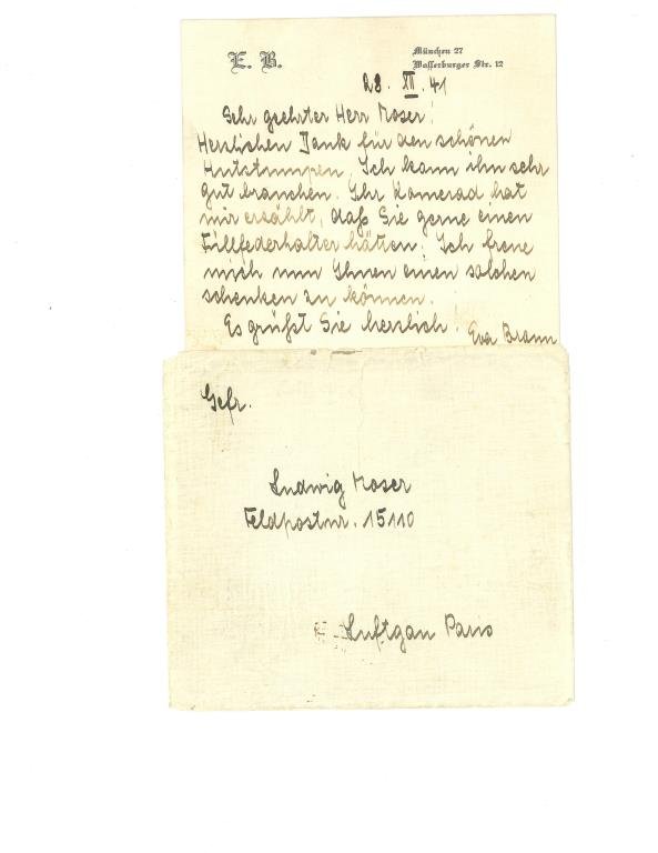 Executive Auto Shippers >> SIGNED LETTER WITH ENVELOPE FROM EVA BRAUN Executive Auto Shippers >> SIGNED LETTER WITH ENVELOPE FROM EVA BRAUN