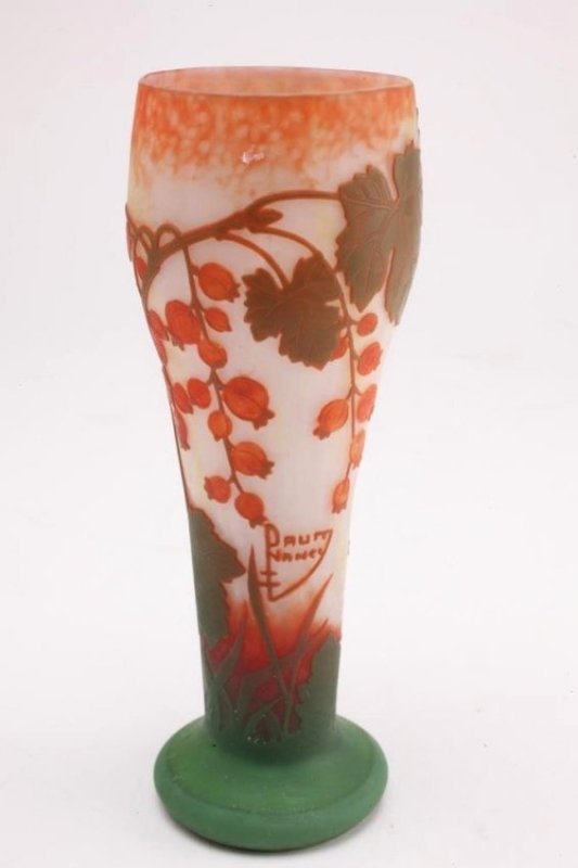 BH65 DAUM NANCY BERRY VASE: Measures 7 1/2". Estimate $1,300 - 1,700 Starting Bid $10