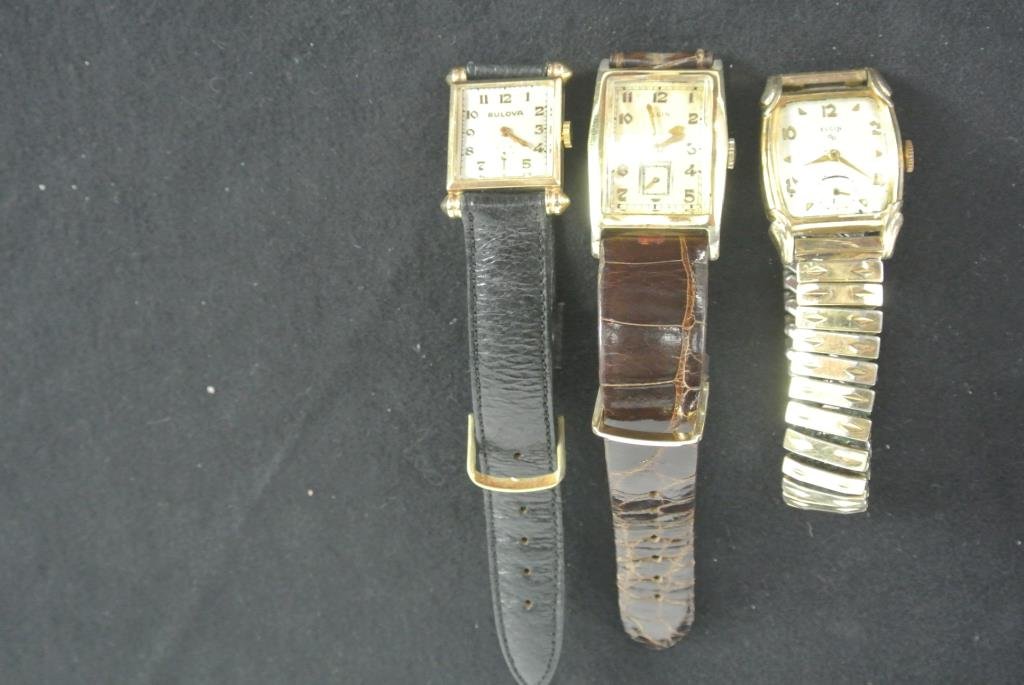 TWO ELGIN AND ONE BULOVA WATCHES: Estimate $60 - $125. Starting bid $10