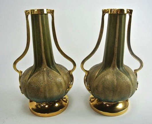 FR-200 PAIR OF AMPHORA VASES: Measures 11 1/2" tall. Estimate $200- 300. Starting Bid $50.