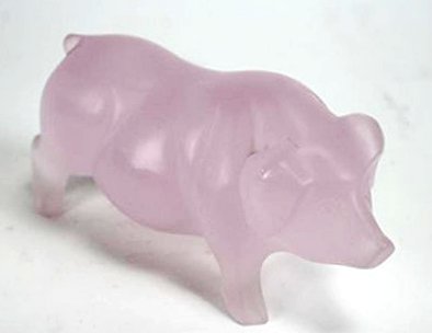 J90-4 DAUM PATE DE VERRE PINK ART GLASS PIG: Limited edition 45/400. Measures 3 1/2" x 8". Estimate $400 - $800 Starting Bid $200