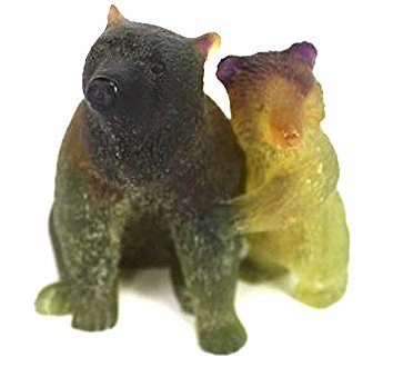 J90-12 DAUM PATE DE VERRE GLASS MAMA BEAR & CUB: Measures 4". Estimate $400 - $800 Starting Bid $200