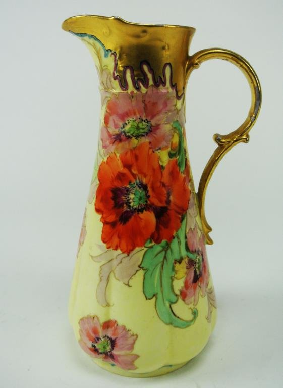 J69-10 BAVARIAN HAND PAINTED PITCHER: Measures 10" tall. Estimate $50 -100. Starting Bid $10.