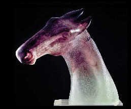 J90-11 DAUM PATE DE VERRE BUST OF APPALOOSA HORSE: Designed by Claude L'Hoste signed. Limited edition 183/200. Measures 16" x 14". Estimate $1,200 - $1,800 Starting Bid $700