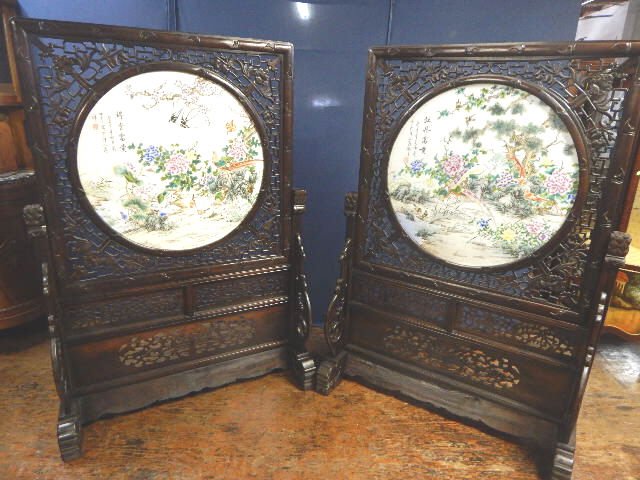 A84A-25 PAIR OF LARGE CHINESE PORCELAIN SCREENS: Measures 68" x 45". Estimate $4,000 - $5,000 Starting Bid $2,500
