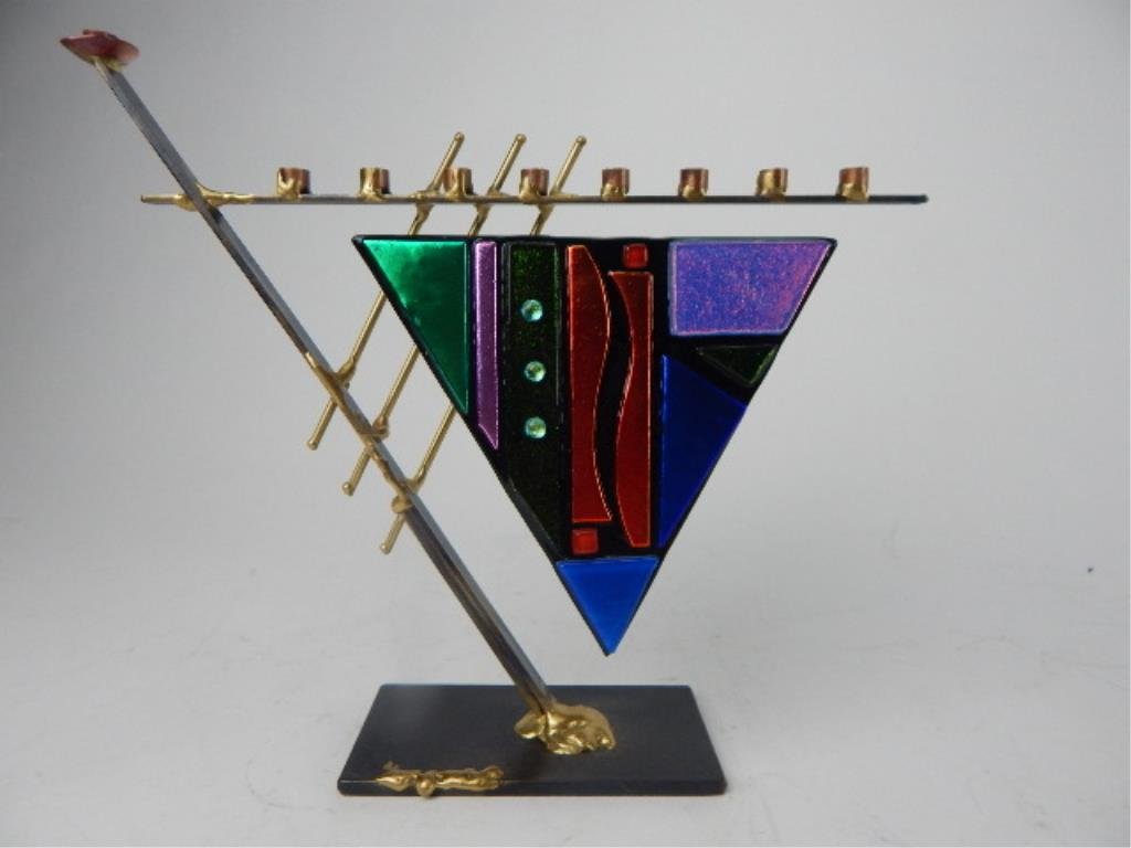 J65-27 PAINTED METAL MENORAH: Measures 11 1/4" x 13". Estimate $50 - $100 Starting Bid $10