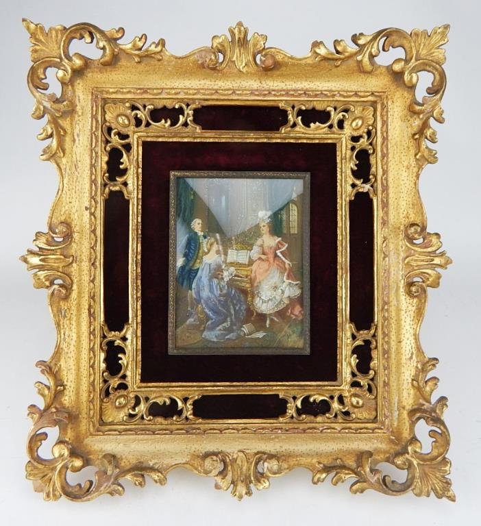 A91-4  PAINTING ON PORCELAIN WITH GILT FRAME (1 of 8)