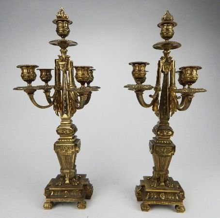 K13-27  PAIR OF 19th C GILT BRONZE CANDELABRAS (1 of 5)