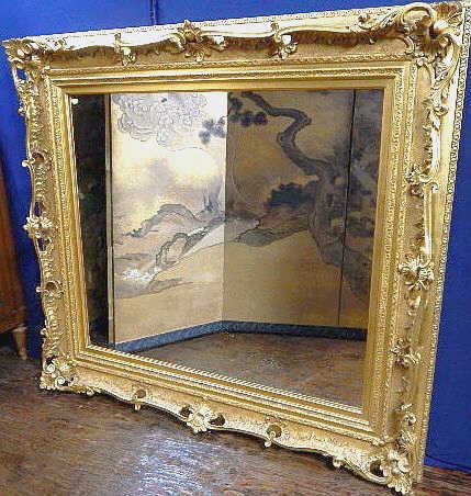 K13-91  LARGE CARVED GILTWOOD MIRROR (1 of 2)