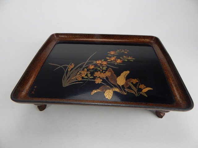 K13-21  MEIJI PERIOD JAPANESE LACQUER TRAY (1 of 3)