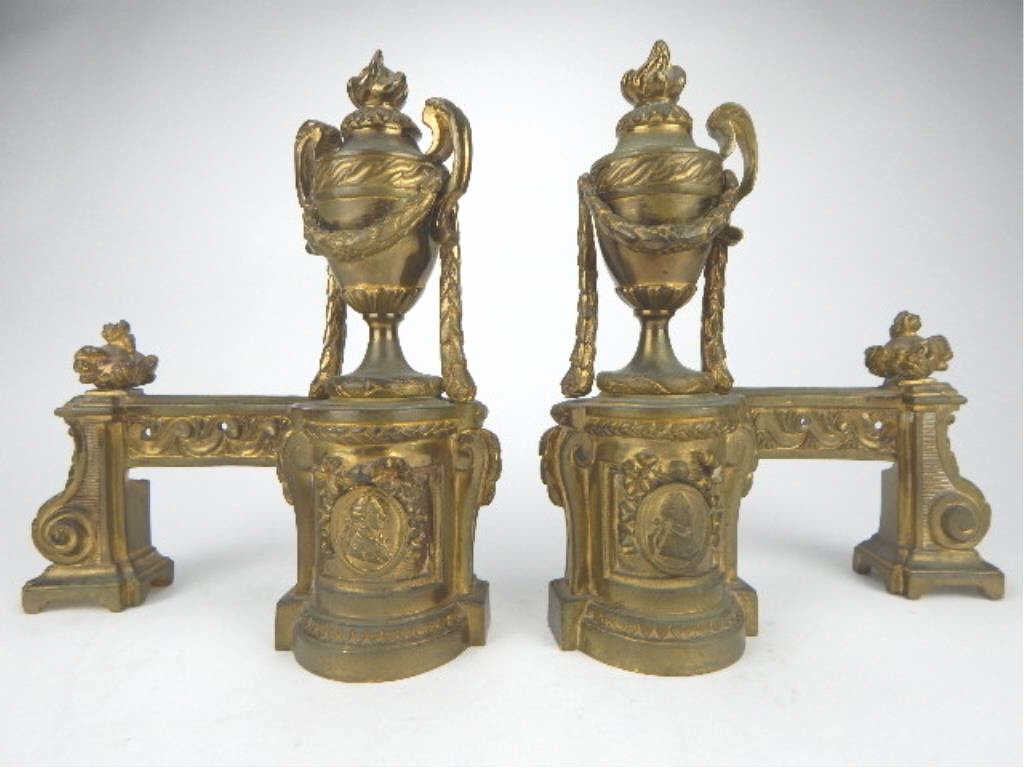 K13-20  PAIR OF GILT BRONZE ANDIRONS (1 of 5)